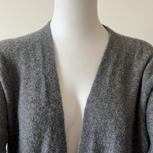 Madewell Open Front Long Cardigan Grey Pockets Merino Wool Blend Size XXS - Picture 3 of 9